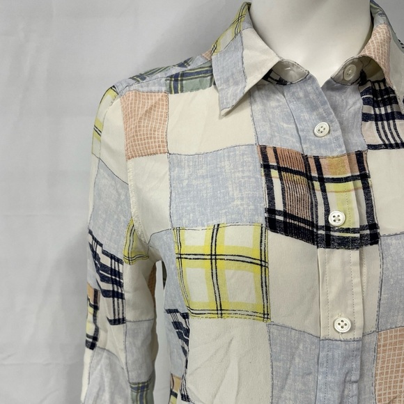 EQUIPMENT FEMME Colorful Patchwork Silk Long Sleeve Shirt Blouse - Picture 3 of 9